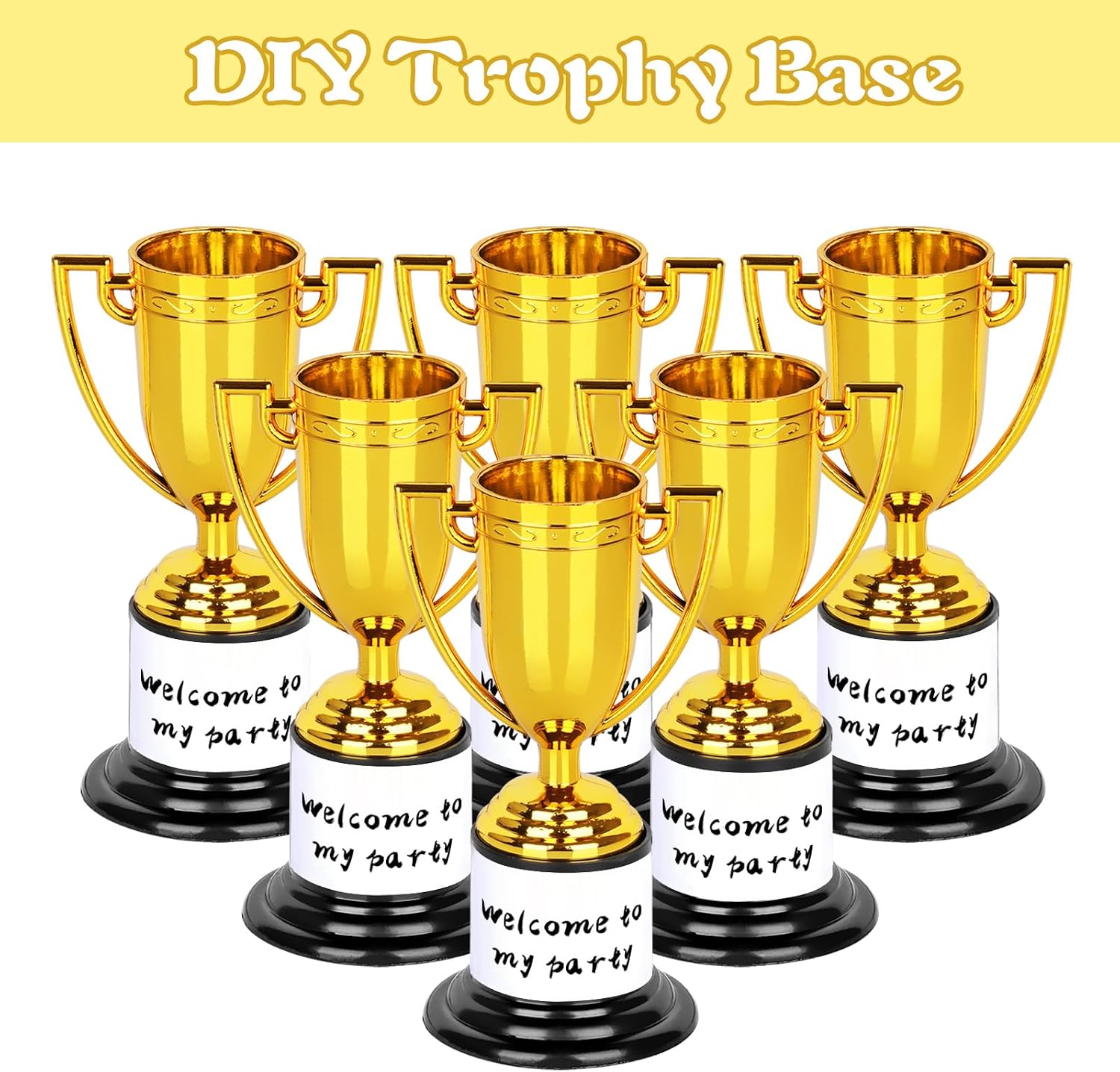 Mini Trophies, 6 Pack Gold Trophy Award, Plastic Trophies for Kids, 4 Inch Trophy Cups, Award Trophies for Party