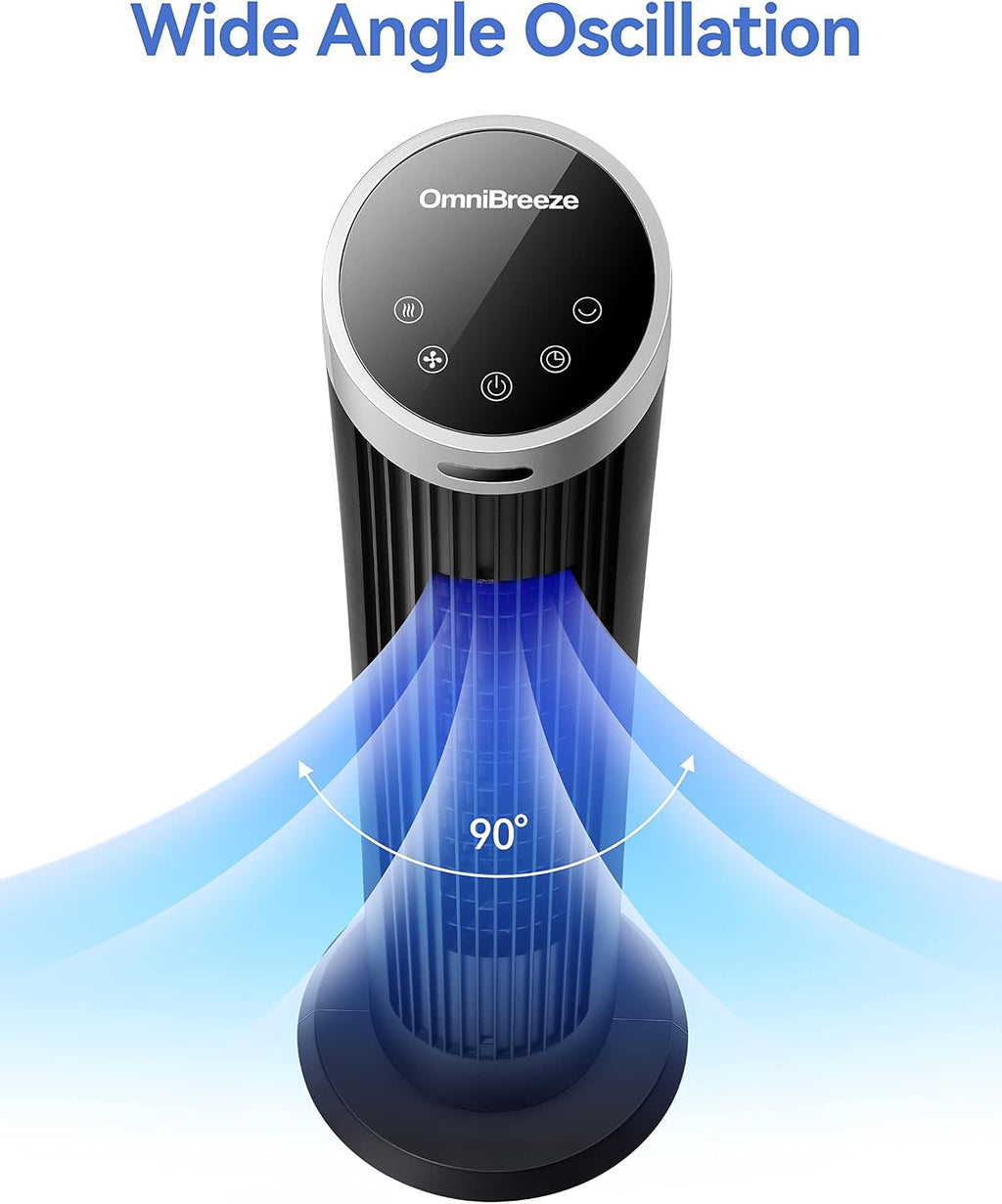 Digital Electric Tower Fan, with Remote Control, LED Display, Standing Bladeless Floor Fans Cooling and Quite Indoor