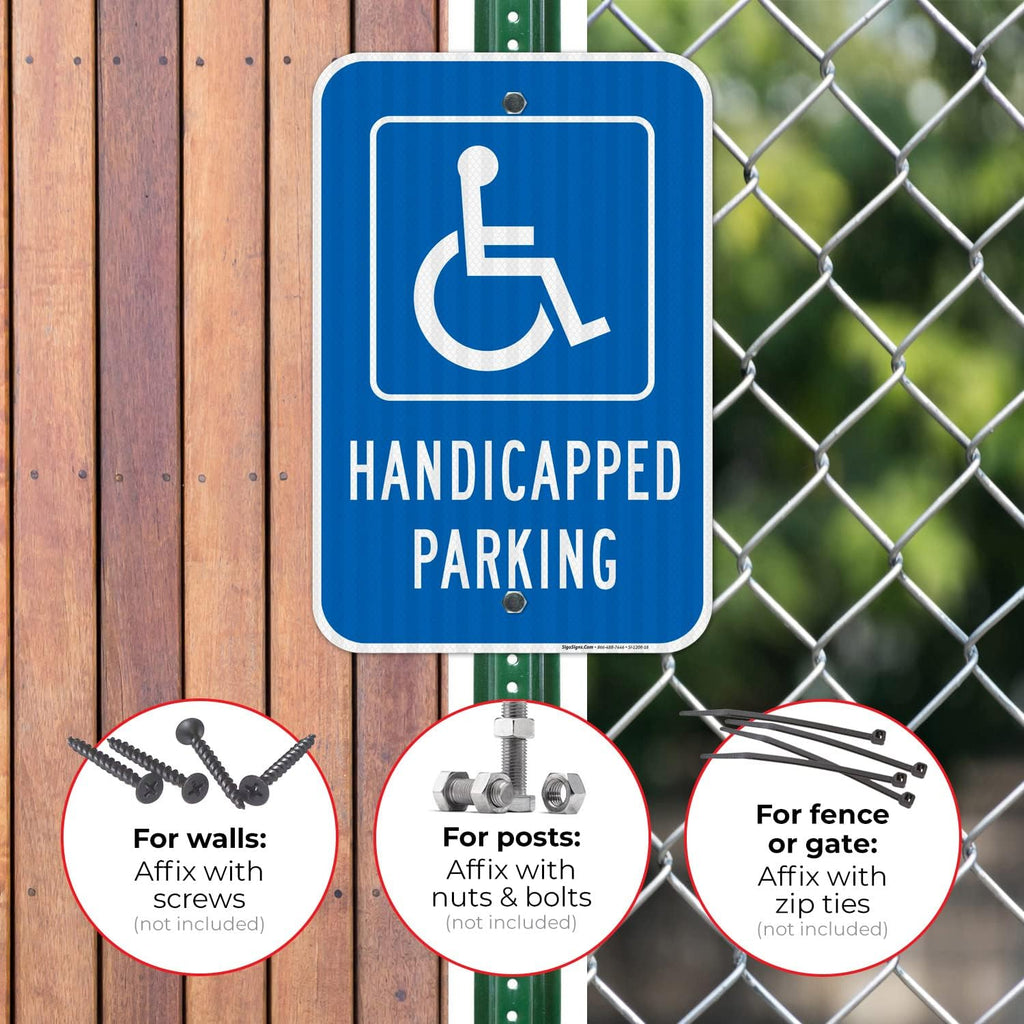 Handicap Parking Sign, Handicapped Sign, | 12x18 Inches, 3M EGP Reflective .063 Aluminum, Made in USA by Sigo Signs