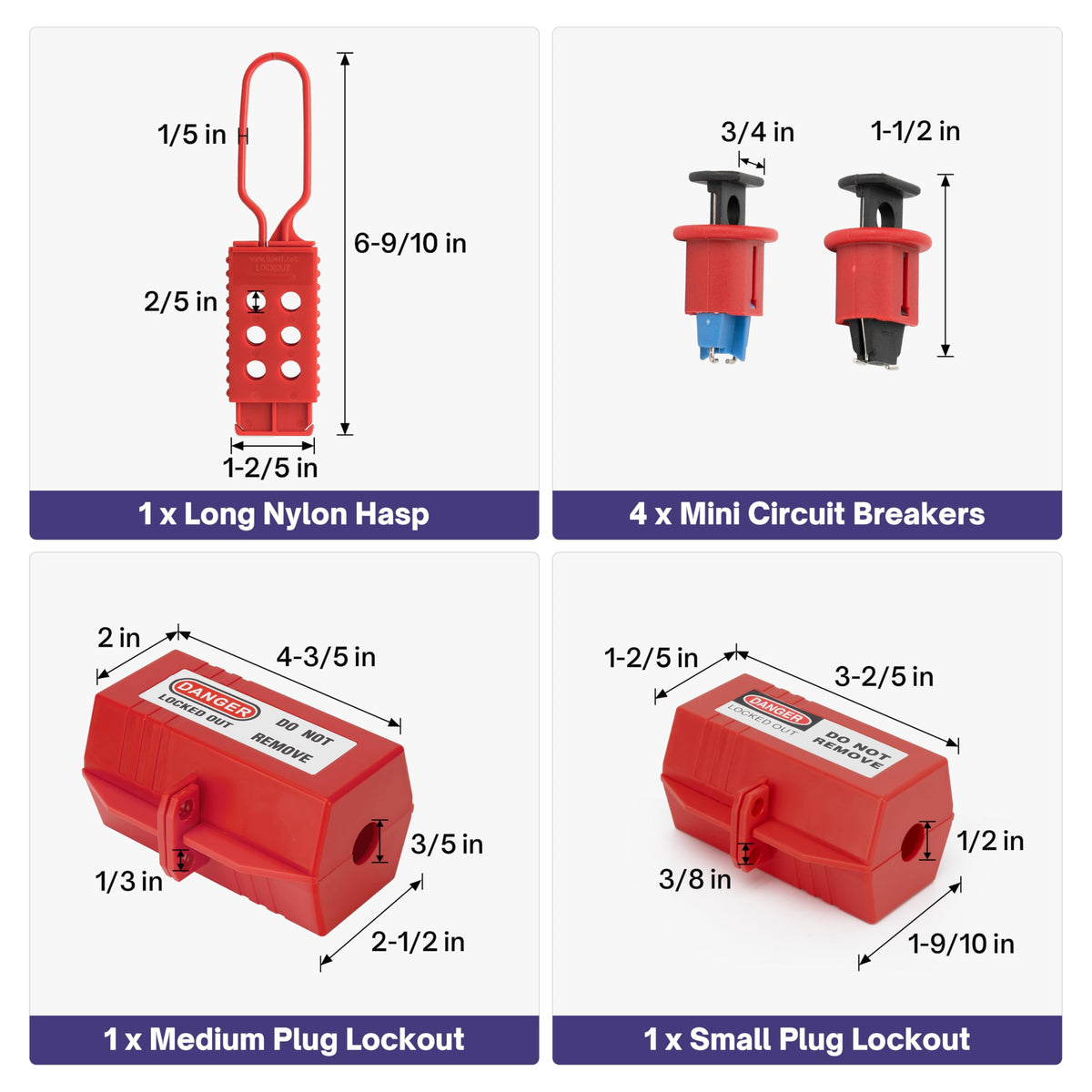 Lockout Tagout Station, 106-Piece Electrical Loto Kit with Locks