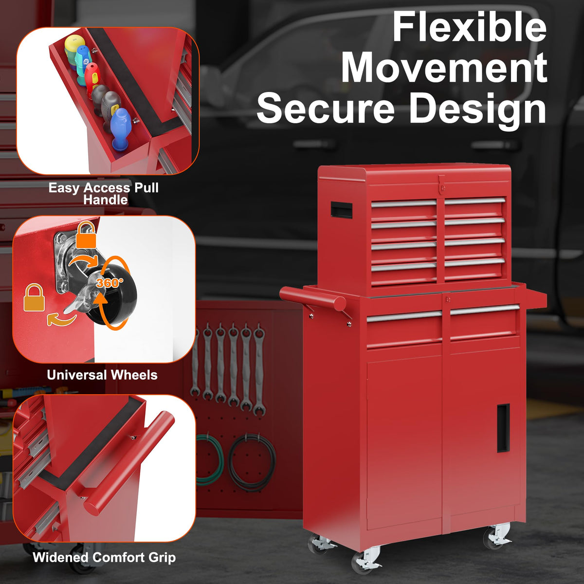 5-Drawer Rolling Tool Chest Red