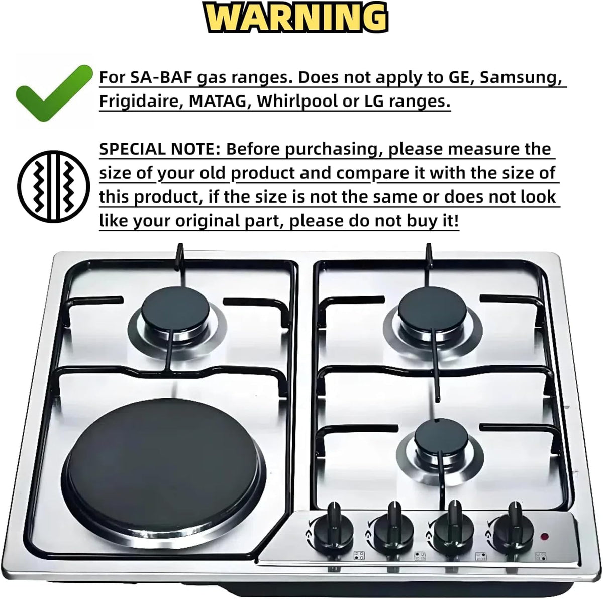 8PCS Upgrade Cooker Hat Set, Hob Burner Crown Flame Cap，Compatible with SABAF