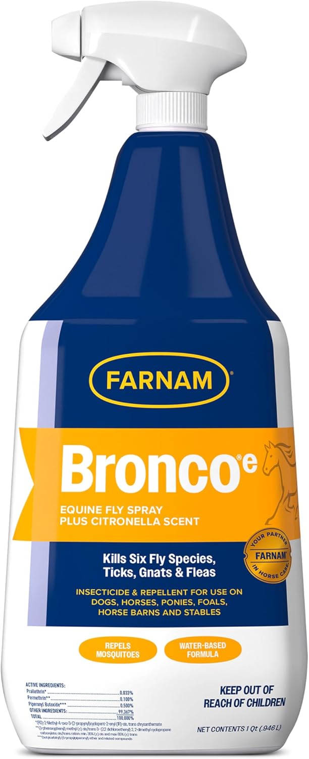 Broncoe Fly Spray Plus Citronella for Horses, Dogs & Premises, 32 oz