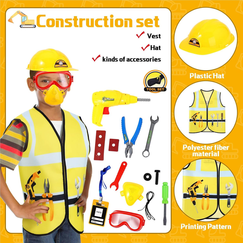 3 Sets Kids Dress up for Play Age 3-7 Years Old,dress up Costumes Vest Set Police,fireman and Worker for Toddler Kids