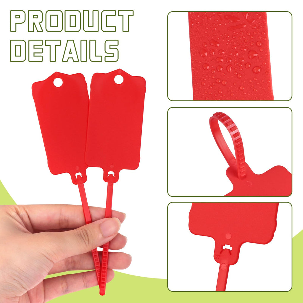100 Pcs 1.46“ x 2.48” Plastic Shipping Tags, Red