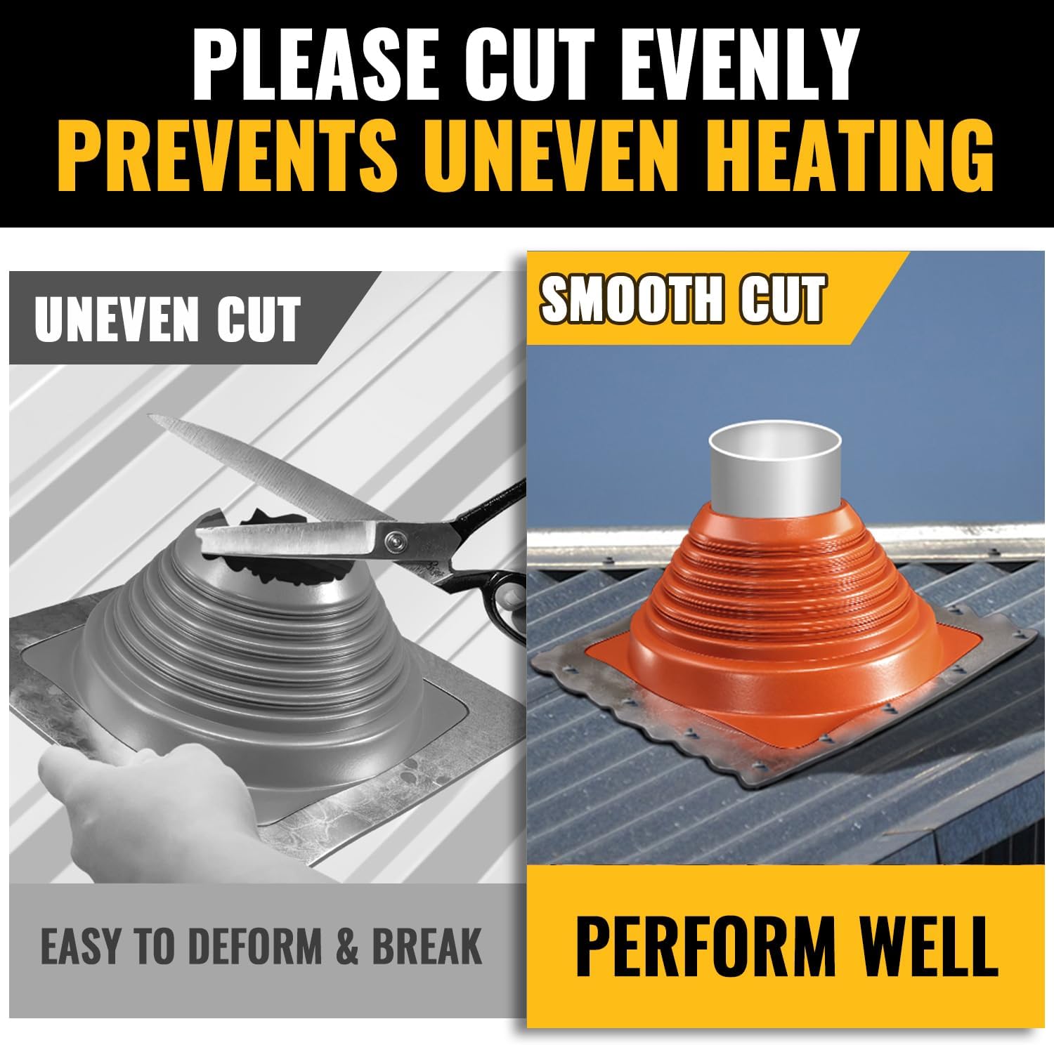 #7 Metal Roof Vent Flashing, Silicone Roof Vent Boot, Red, 1-Pack