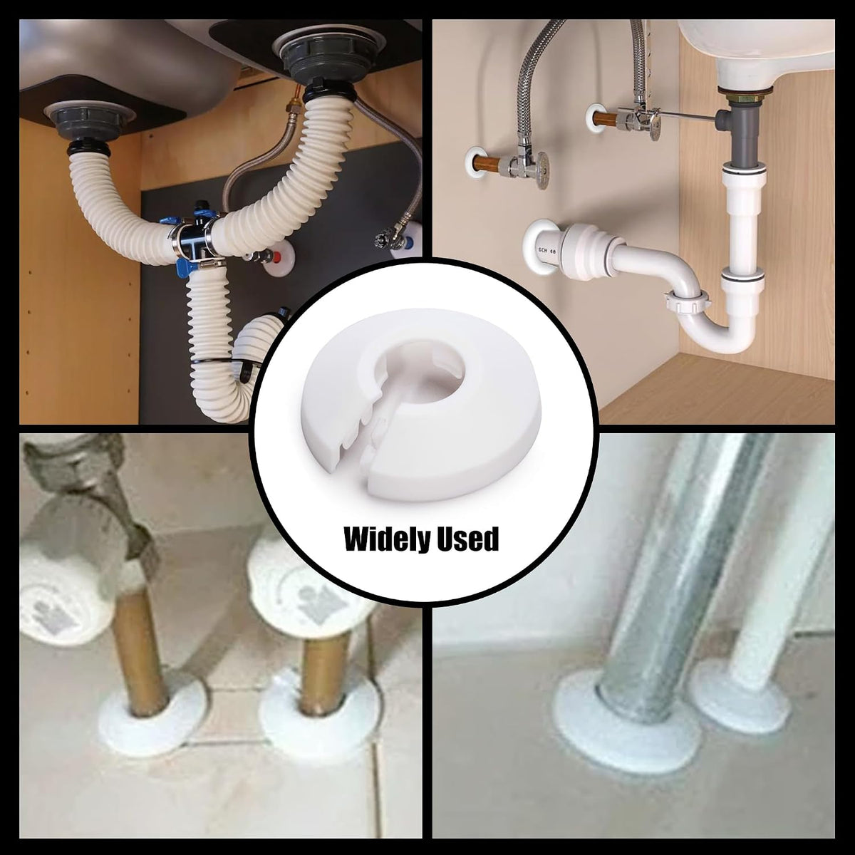 Fit 1/2 Inch Flange Water Pipe Cover Decoration 16mm Plastic PP escutcheon