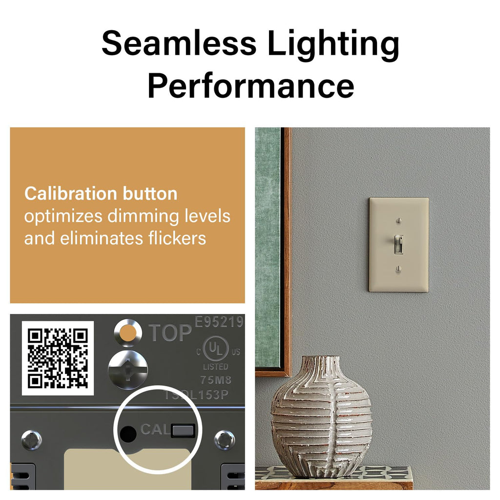 Legrand 150W Toggle LED Dimmer Light Switch Flicker-Free Gray 1-Pack