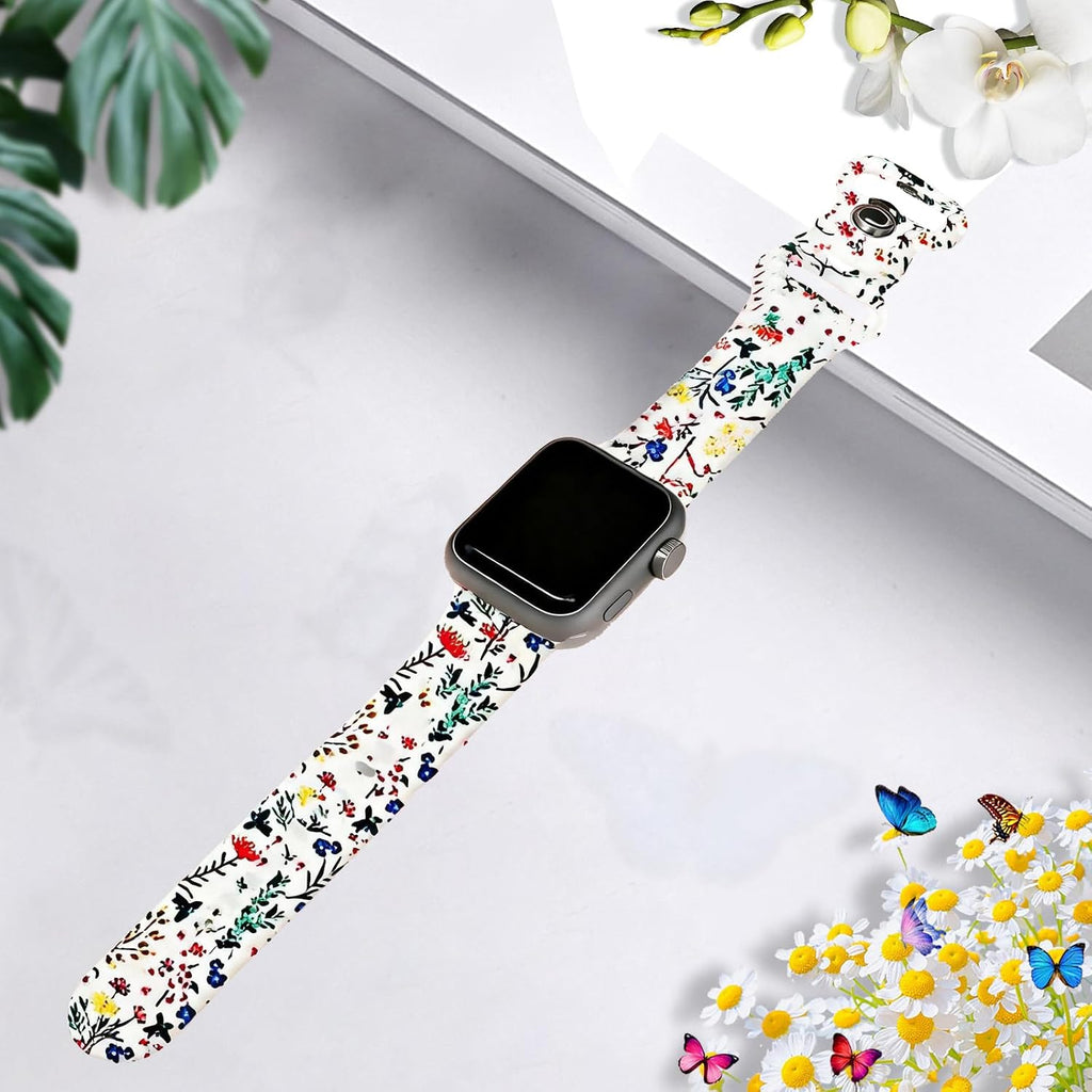 Silicone Pattern Sport Band Compatible with Apple Watch Bands Women Men | Comfortable Wristband 44mm 38mm 41mm 40mm