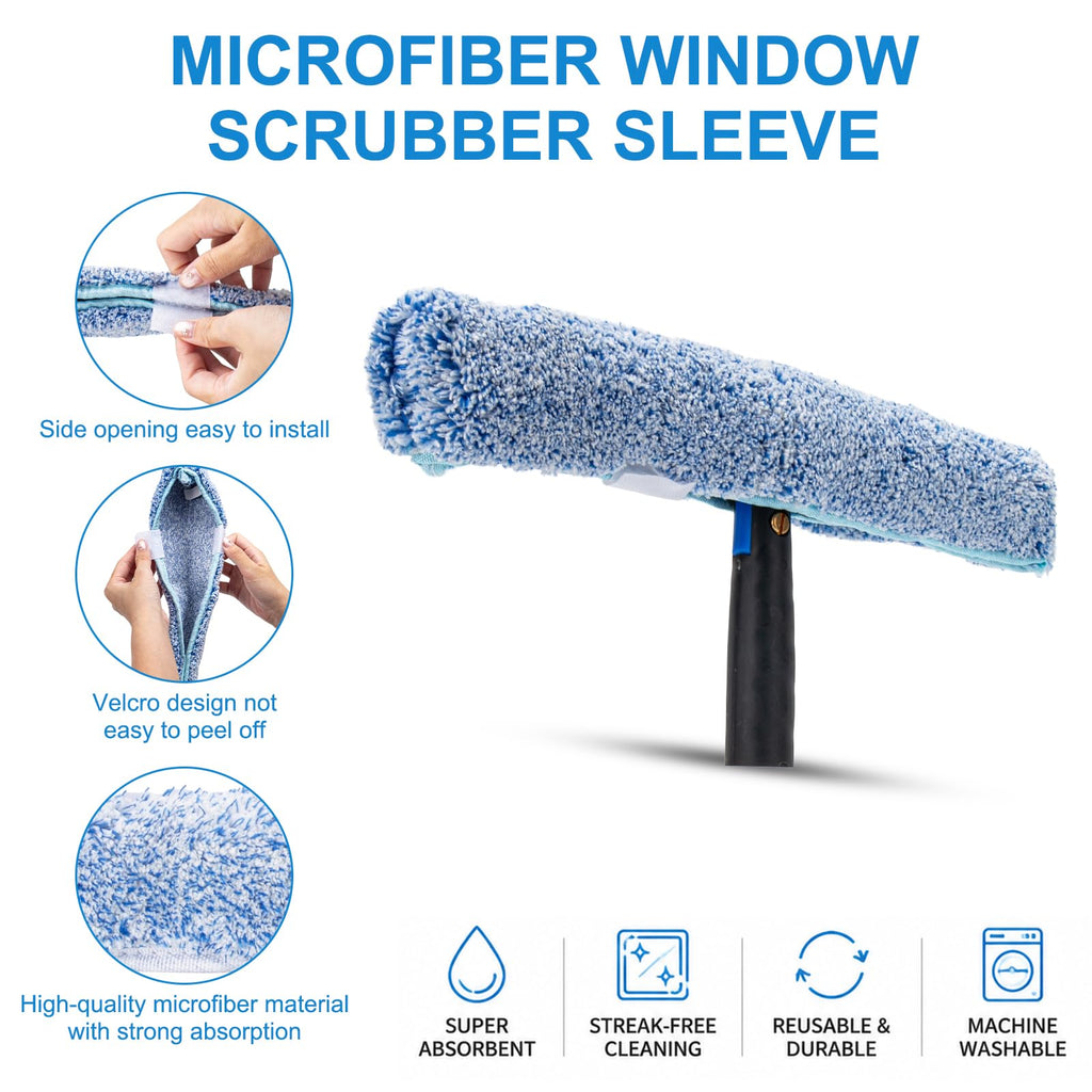 4 Packs 15" Microfiber Window Scrubber Refill Replacement Compatible with Unger Professional Window Cleaning Tool