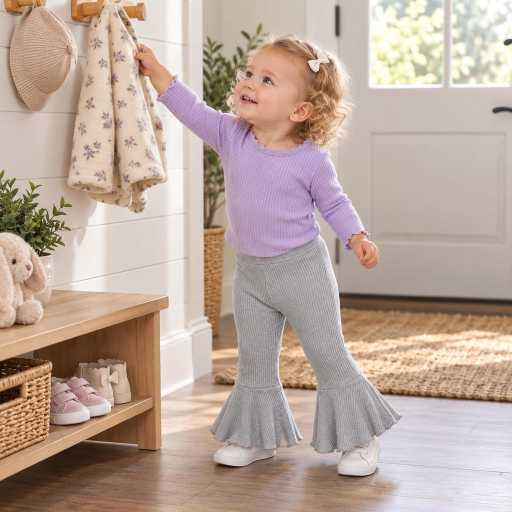 Baby Girl Flare Pants 3 Pack Ribbed Toddler Bell Bottoms 6M-3T