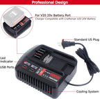 CMCB104 Fast Charger Compatible with Craftsman 20v V20 Lithium Battery