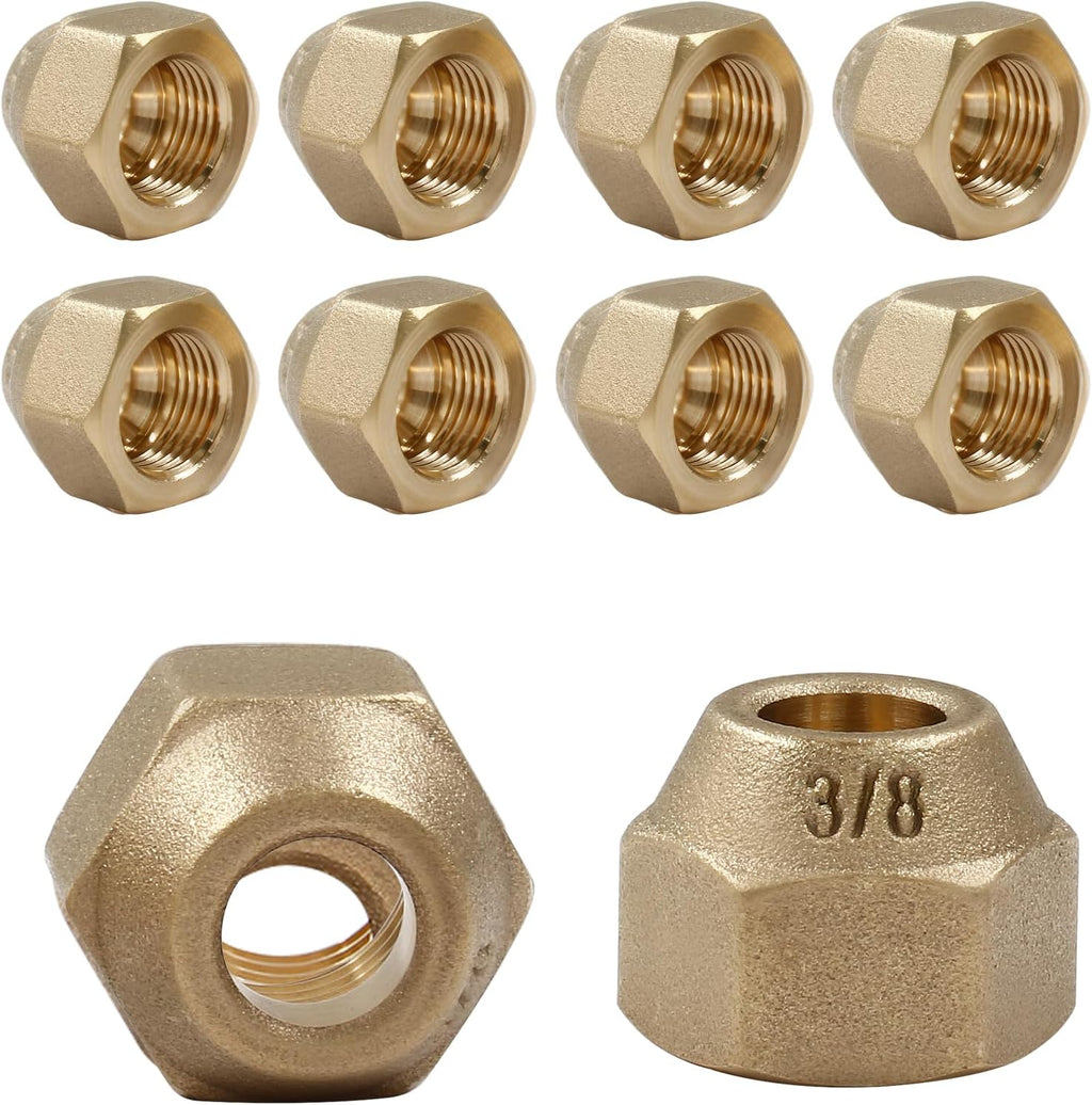 Brass Flare Nut, 3/8", 10 Pack