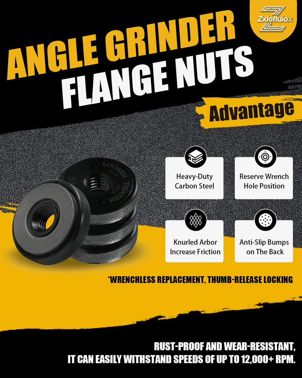 4 Pack 5/8"-11 Angle Grinder Flange Nuts for Fixing Cutting Discs