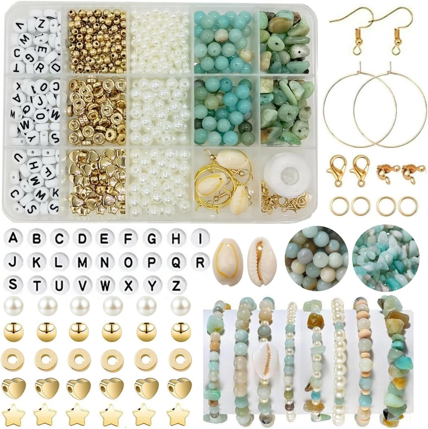 Jewelry Making Supplies Kit Natural Stone Beads for Irregular Gemstone Beading with for DIY Craft Bracelet Necklace