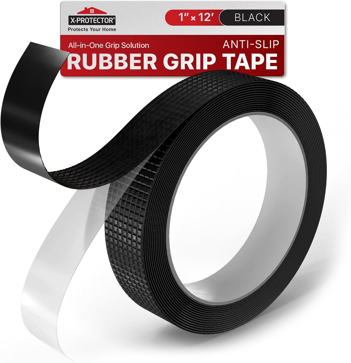 Rubber Grip Tape - 1" x 12' Non-Abrasive Grip Roll