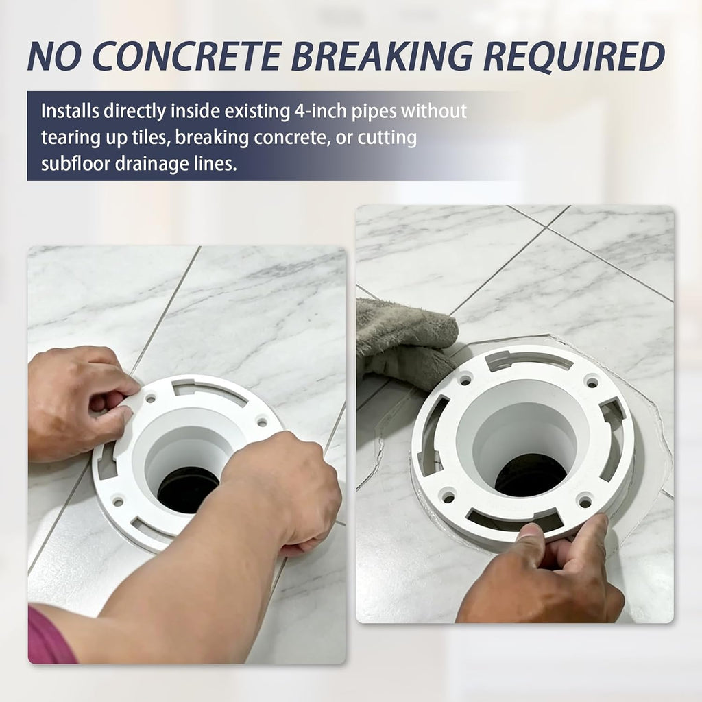 2-Pack 4" PVC Toilet Flange Replacement for Inside Cast Iron Pipe