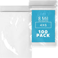 4" x 6" Zip Bags, 100 Pack, 8 Mil Extra Heavy Duty, Reclosable, GPI