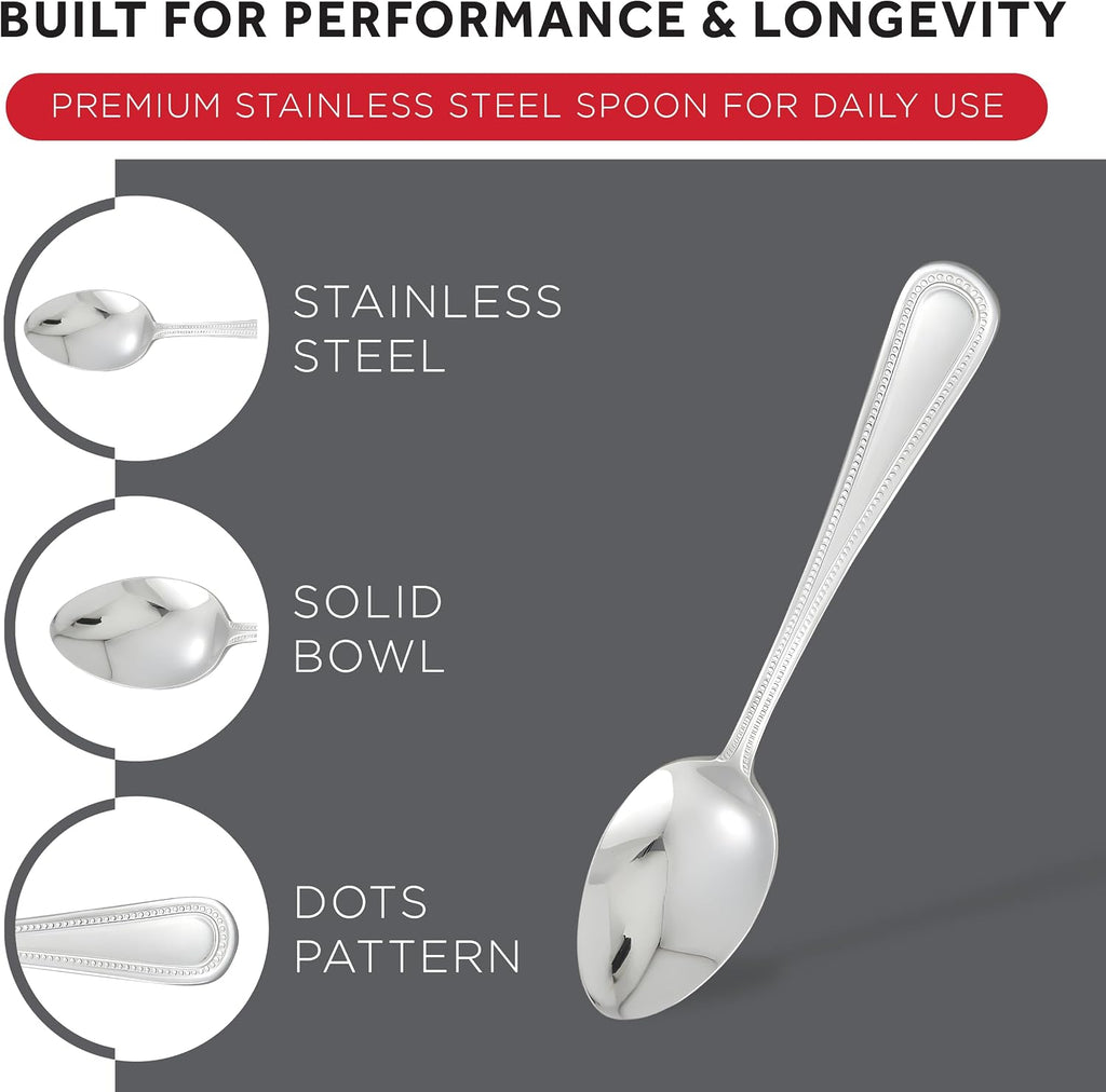 0005-01 Dots Mirror Finish S/S Teaspoon - Dozen