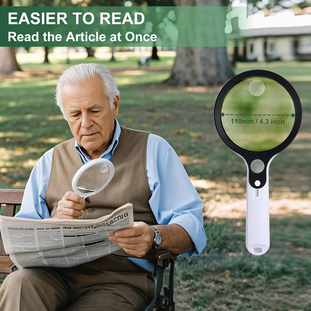 Magnifying Glass with 48 LED Light, 10X 20X 45X Handheld Illuminated Lighted Magnifier with 5 Light Modes