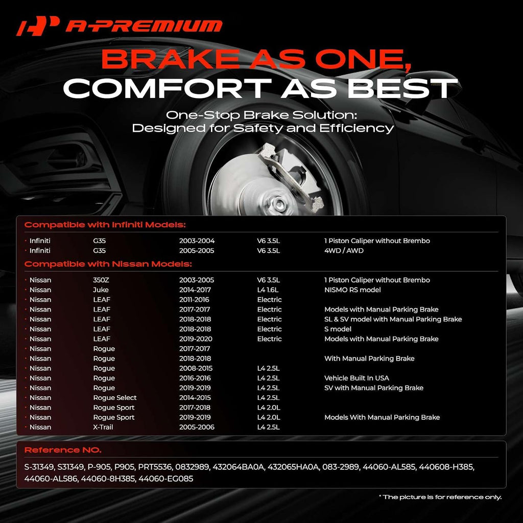 11.49 inch (291.85mm) Rear Brake Rotors & Ceramic Pads Kit | Compatible with Nissan and Infiniti Models - G35, 350Z