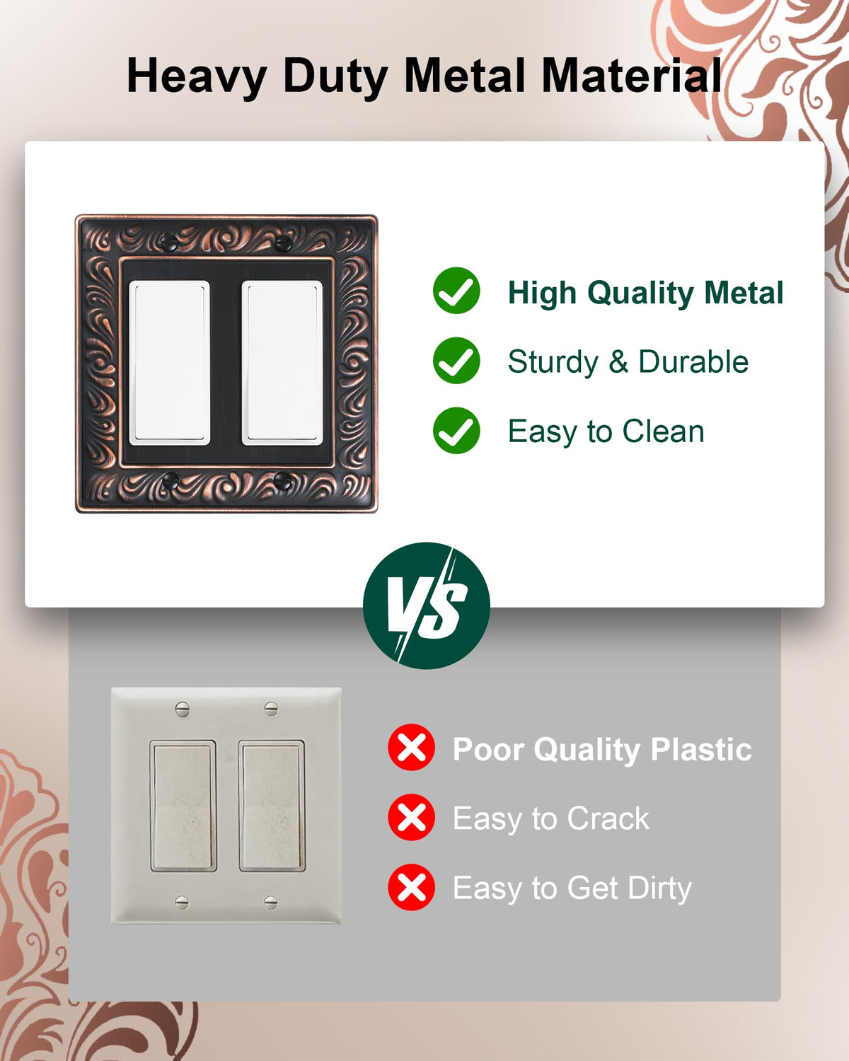 2-Pack Paisley Pattern Double Decorator Outlet Cover Plate