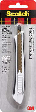 Titanium Snap-Off Utility Knife – Small 9mm Precision Cutter with Click & Lock Blade, Comfort Grip Handle (Titanium
