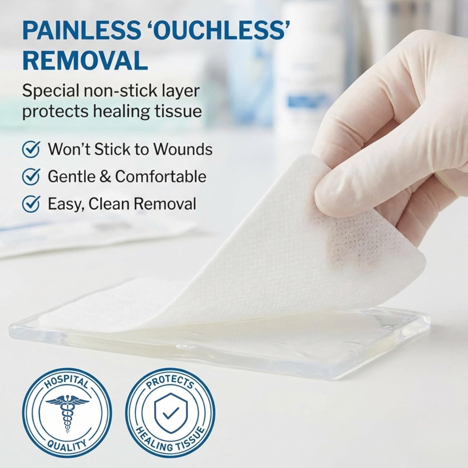 Non-Adherent Pads for Wounds, 2x3 Inch, 100 Count, Sterile Non-Stick Wound Dressing, Highly Absorbent, Painless
