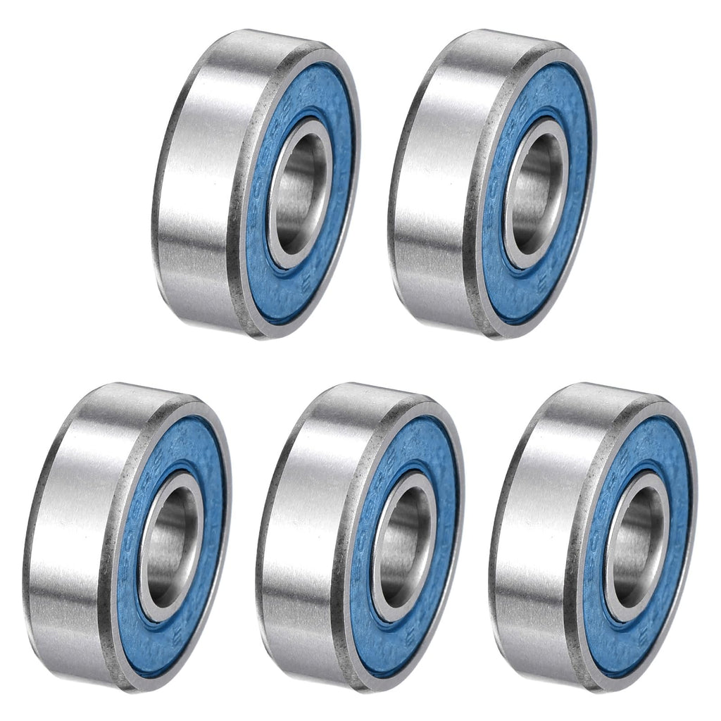 uxcell 5 Pcs 608-2RS Micro Bearings, 8x22x7mm Chrome Steel, ABEC7