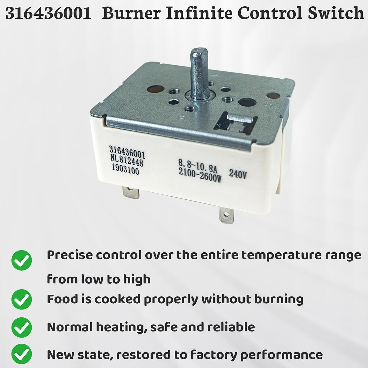 316436001 Range Stove Element Burner Switch Fits for Frigidaire Ranges