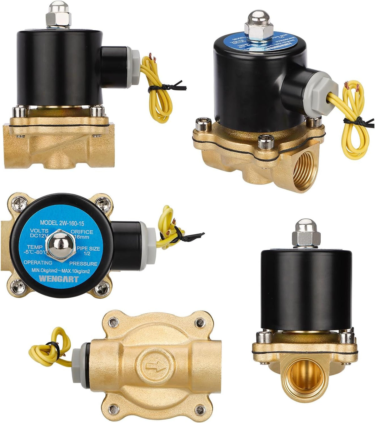 Wengart 1/2" NPT Solenoid Valve for DIYers, Zero PSI Water/Gas, Iron Shell