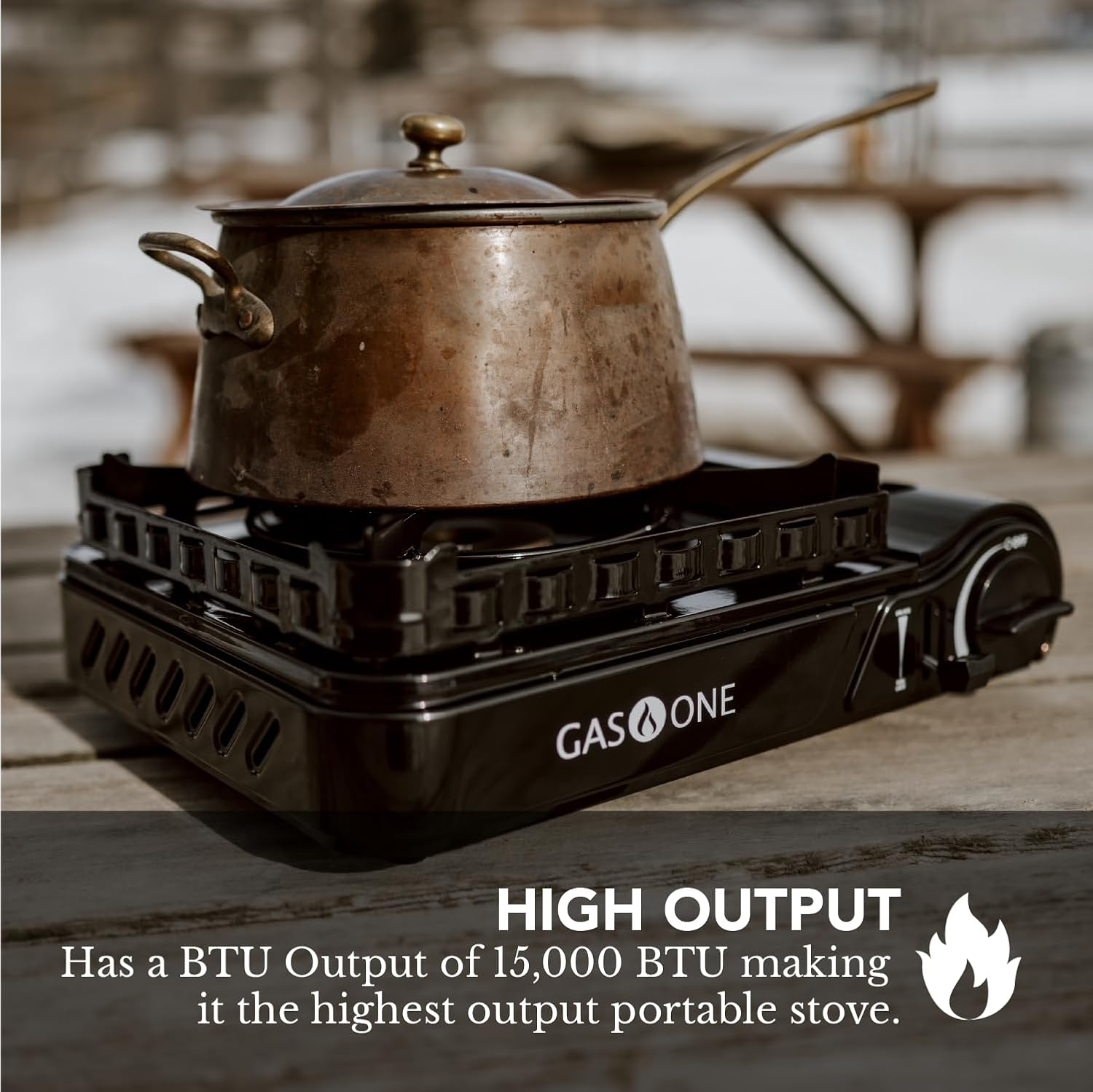 GasOne 15,000 BTU Propane or Butane Stove Dual Fuel Stove Portable Camping Stove - Patented - with Carrying Case