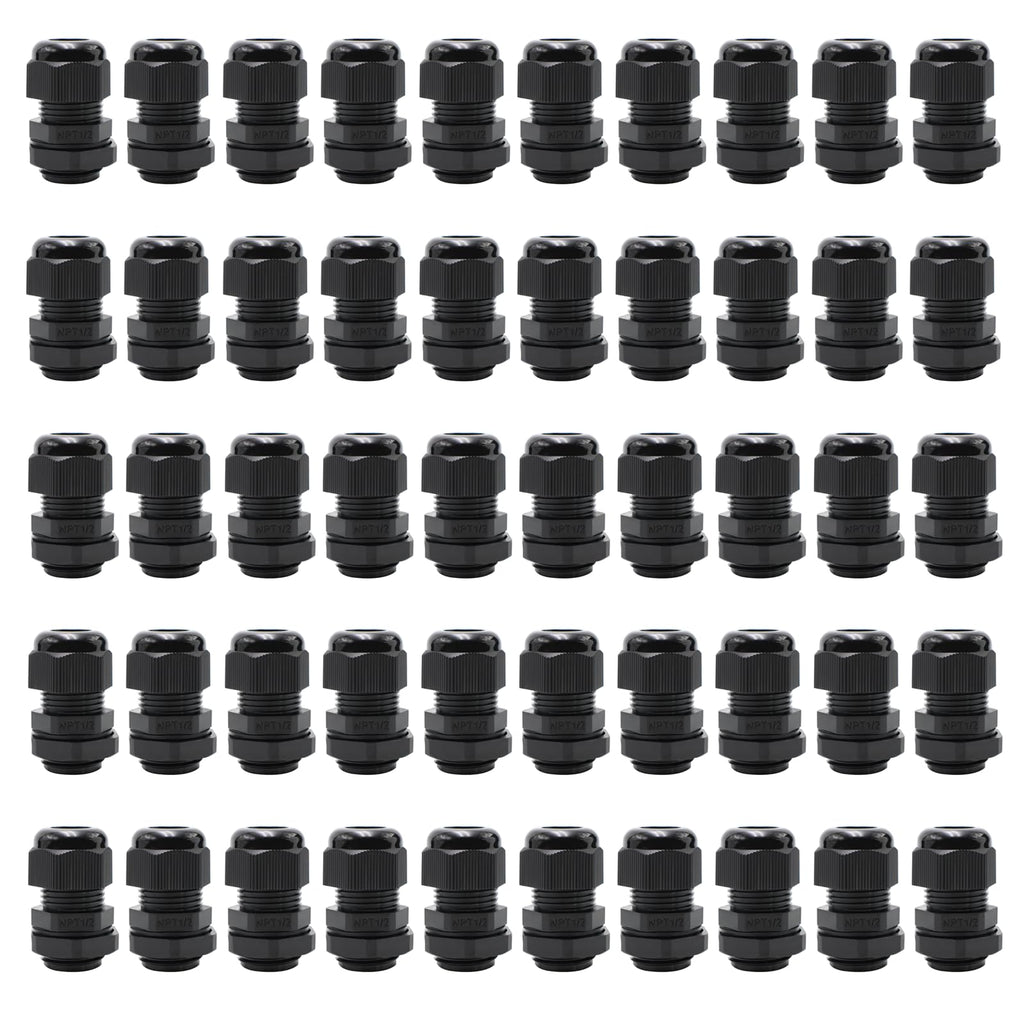 MAKERELE 1/2'' NPT Nylon Cable Gland Strain Relief, Waterproof IP68