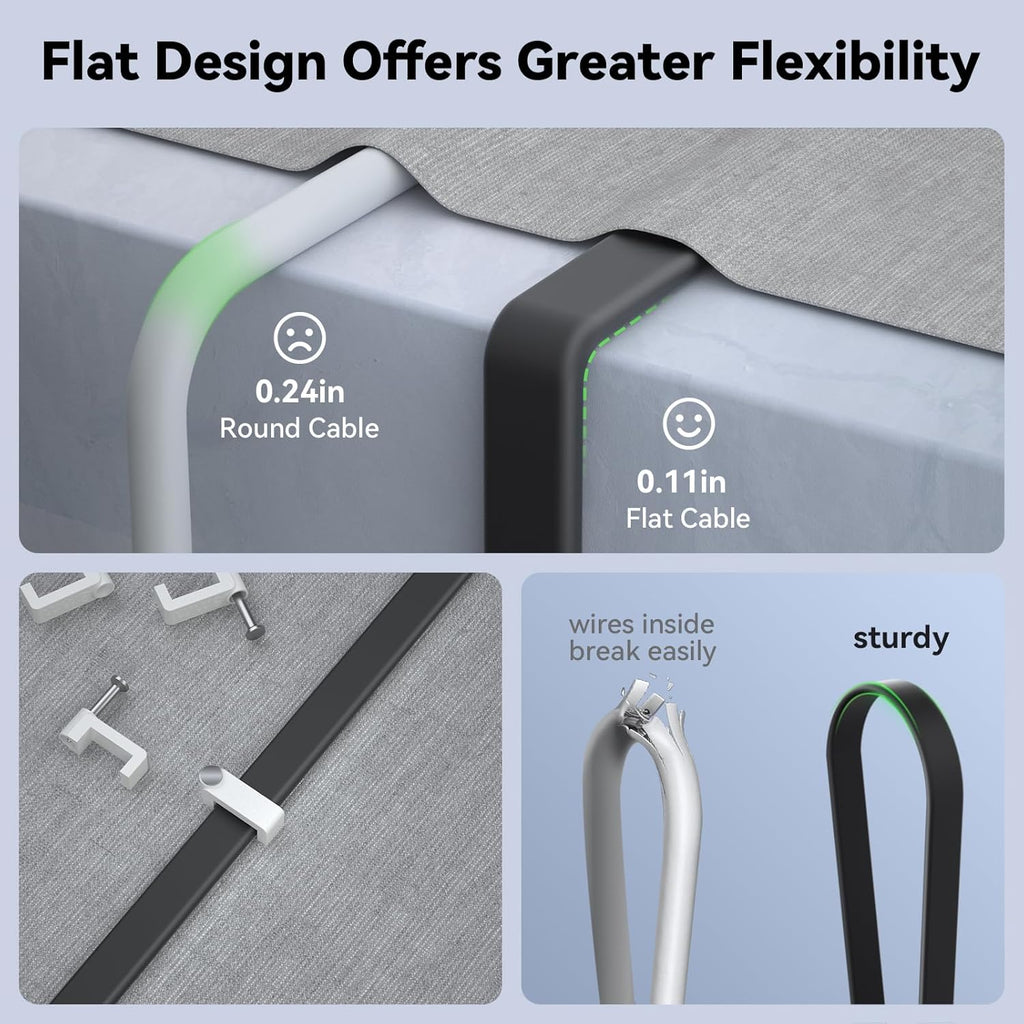 Cat 8 Ethernet Cable 50 FT, 40Gbps 2000MHz Cat8 High Speed Flat Internet Network Patch Cord, SFTP Shielded LAN Wire