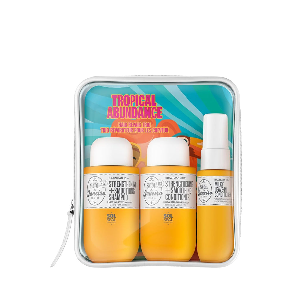 Tropical Abundance Hair Repair Trio Travel Set | Jet Set | Sulfate Free Brazilian Joia Shampoo and Conditioner |