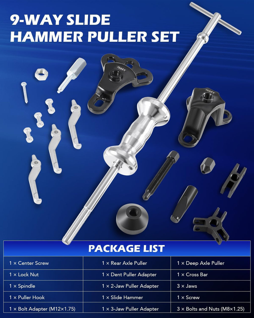 OMT Slide Hammer, 9-Way Slide Hammer Puller Set