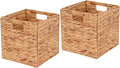 Water Hyacinth Storage Baskets 11x11x11 Inch Wicker Storage Cubes Set of 2Baskets,Handwoven Foldable Wicker Cubes