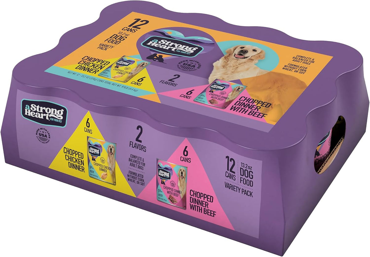 A Strong Heart Chicken & Beef Dog Food Variety Pack, 13.2oz, 12pk