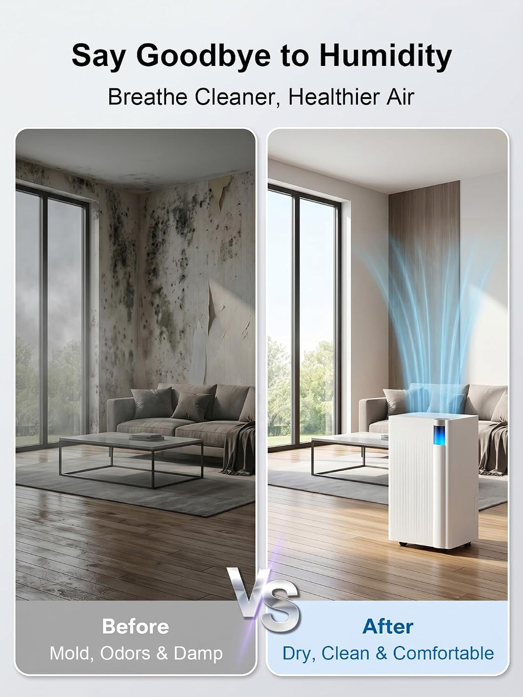 3000 Sq. ft Basement Dehumidifiers for Home with Drain Hose | Portable, Large Quiet Dehumidifier for Bedroom Dorm