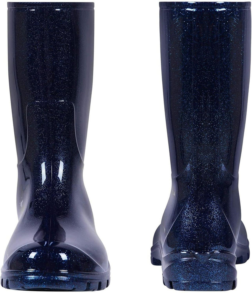 Women's Mid Calf Rain Boots Printed Waterproof Rubber Boots Short Garden Shoes