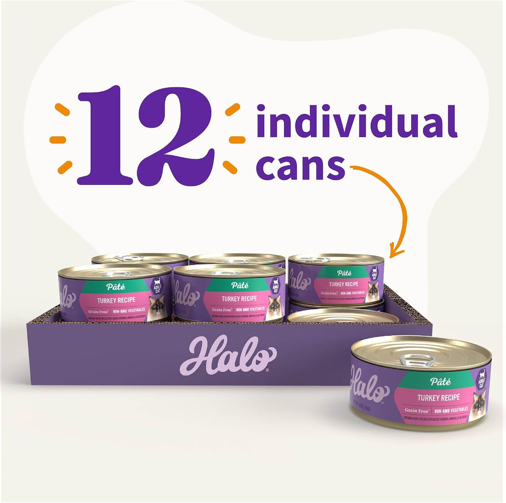 Pate Wet Cat Food, Real Turkey Recipe, 5.5 oz Can, 12-Pack