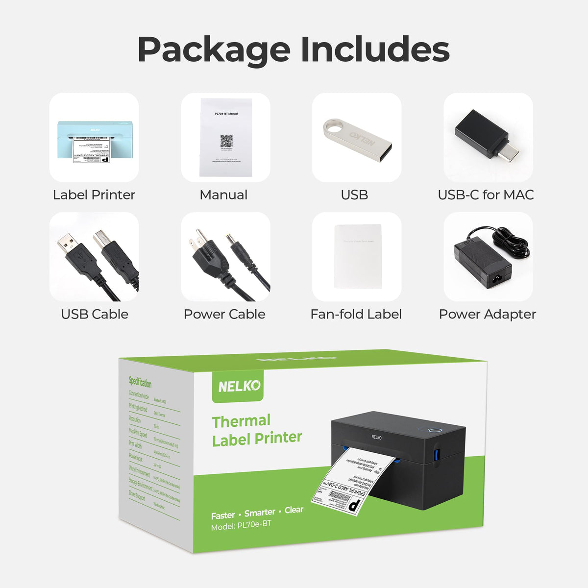 Bluetooth Thermal Shipping Label Printer, 4x6 Thermal Label Printer