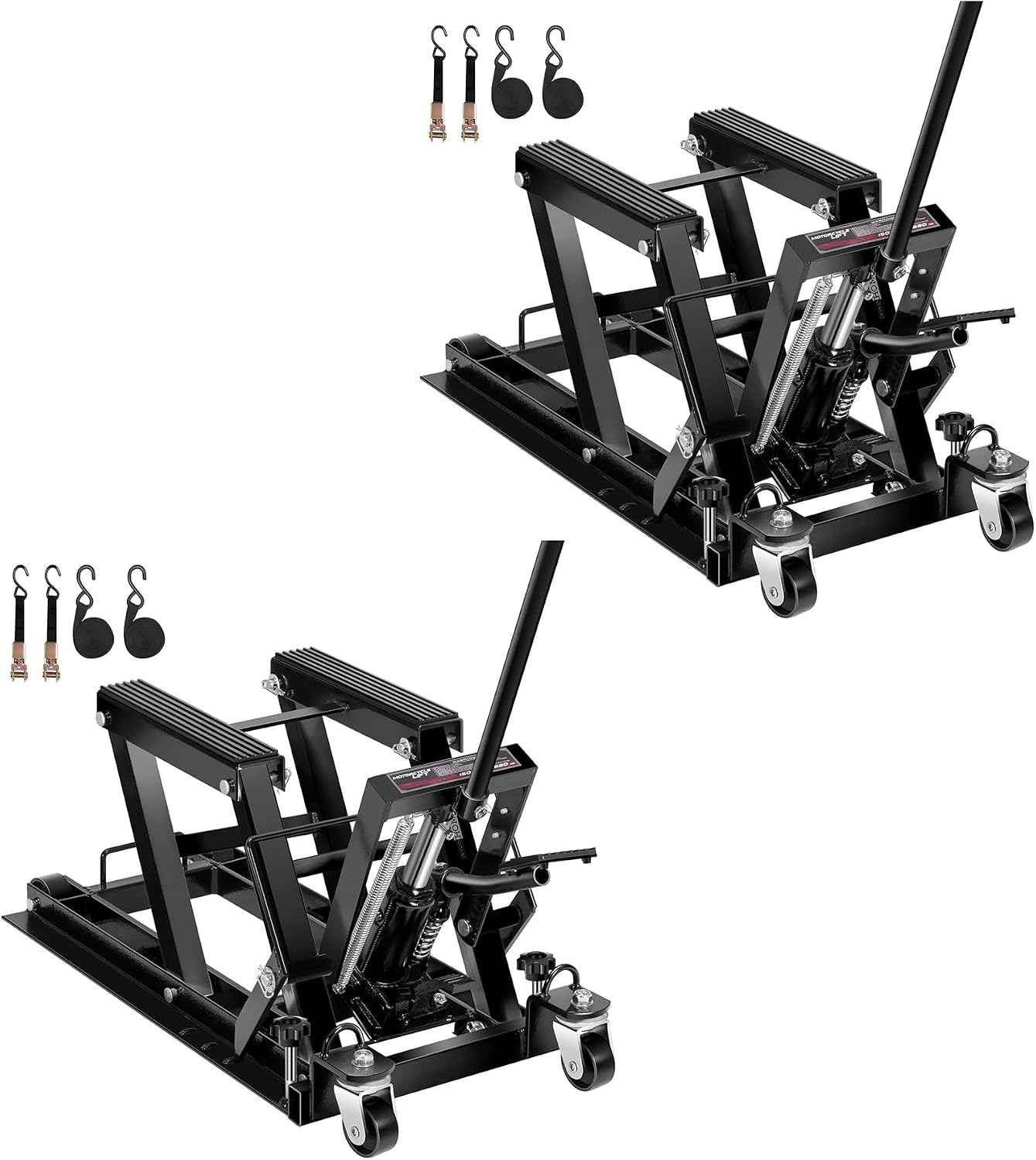 1500 LBS Hydraulic Motorcycle Lift Jack, Heavy-Duty Steel ATV Lift Stand with Wheels & Handle, for Motorcycles, Dirt