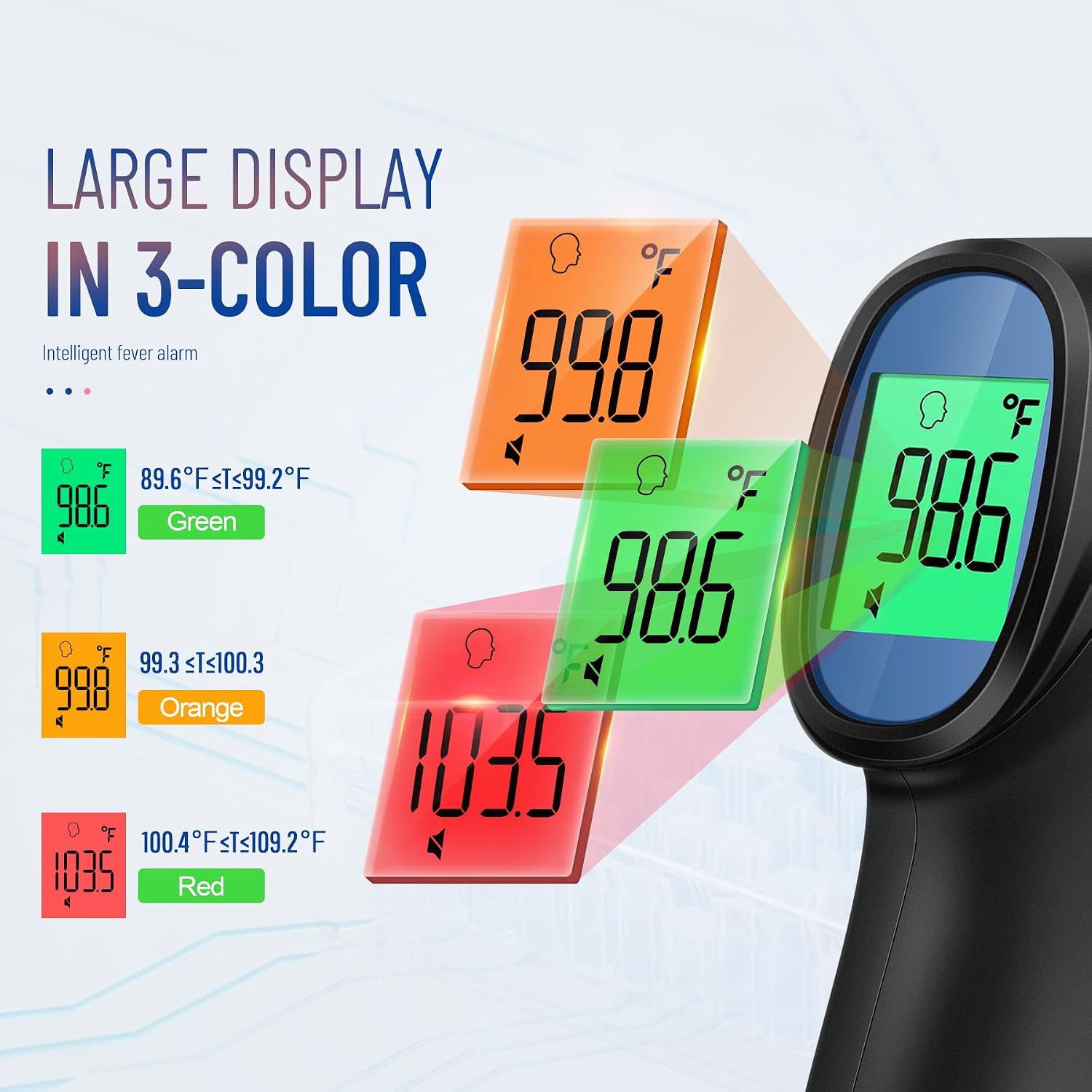 Forehead Thermometer for Adults and Kids, Digital Infrared Thermometer with Fever Alarm, Fast Accurate Results, Easy