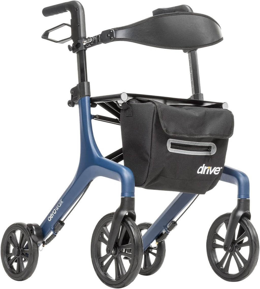 AeroWalk Ultra-Lite Rollator with Seat, Lightweight Adult Walkers with 4 Wheels, Folding Rolling Walker for Women