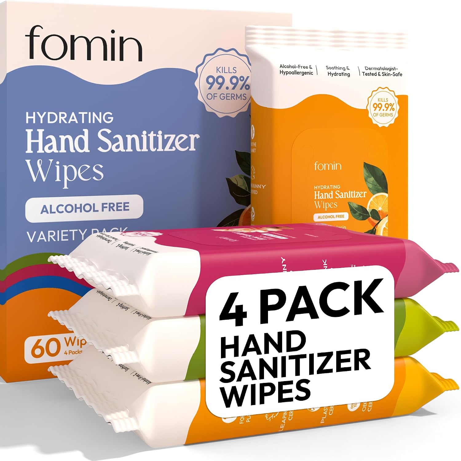Hand Sanitizer Wipes 4 Bags (15 Sheets) - Variety Pack | with a pH-Balanced, Plant-Based Formula – Clean Hands