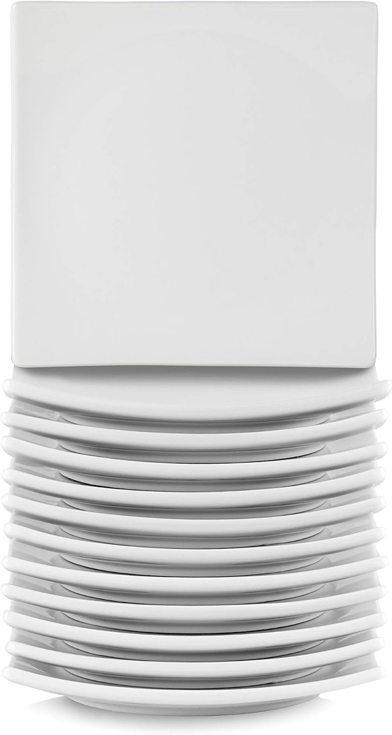6" Catering Square Coupe Appetizer Plate, Set of 12,White