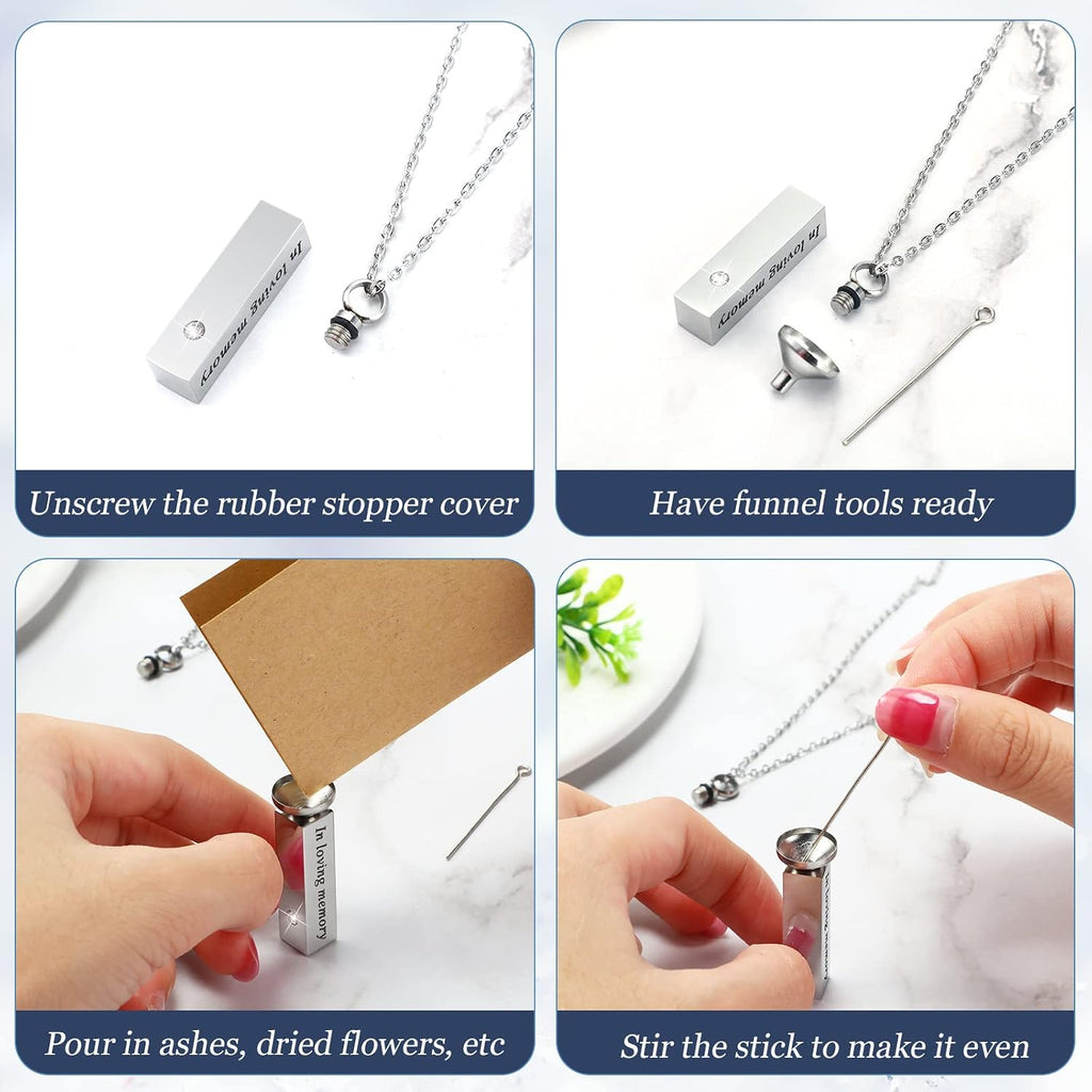 Urn Necklace for Ashes for Men Women Cremation Jewelry for Ashes Stainless Steel Small Keepsake Pendant for Human Ashes