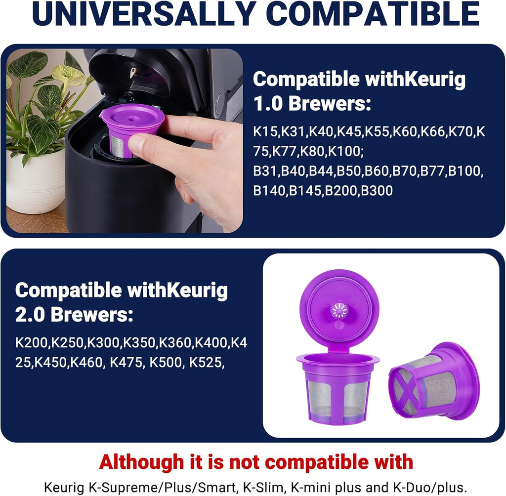 [SANYEDOU] Reusable Coffee Filters For Keurig (BPA Free) Reusable K Cup Filters Cups K Cups For Keurig 1.0+2.0 Mini K
