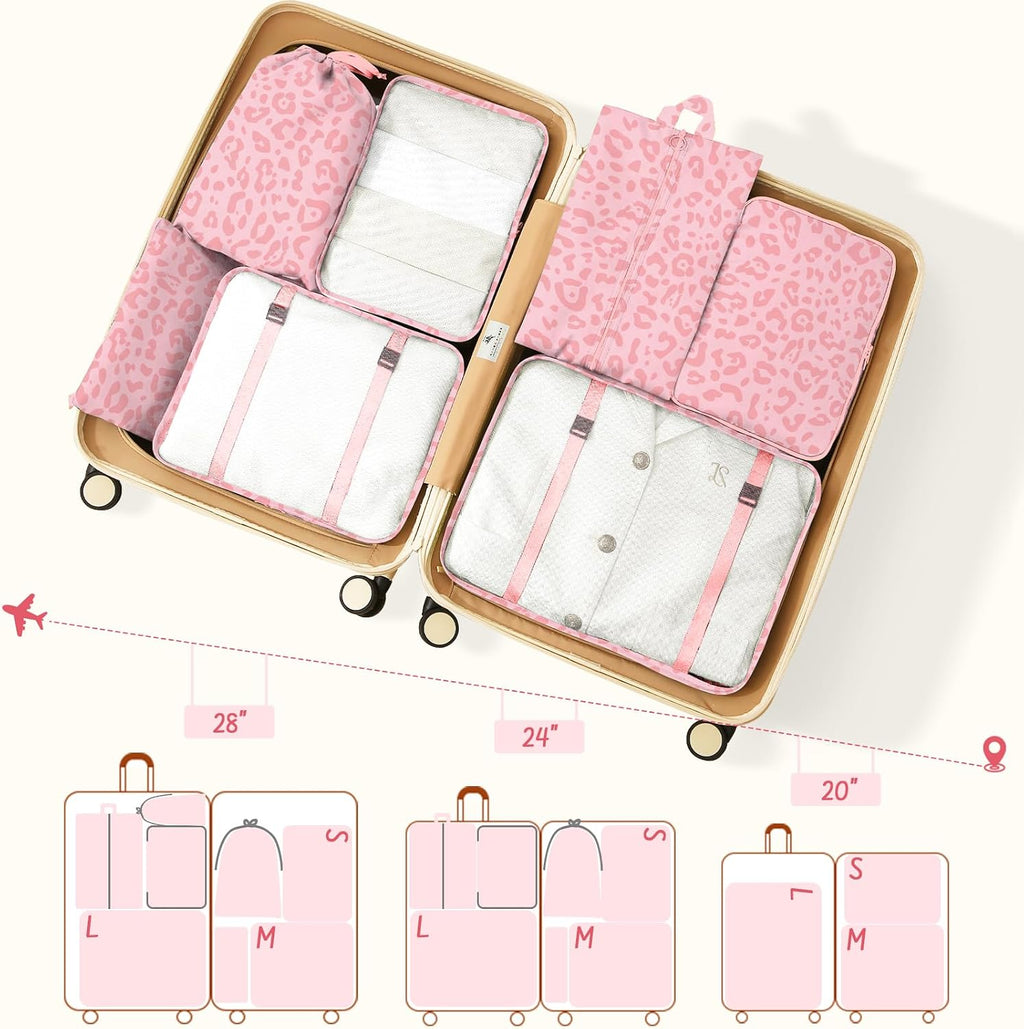 9 Set Packing Cubes for Travel Essentials - Lightweight Carry-On Luggage Organizer Bags with Shoe, Clothes & Laundry